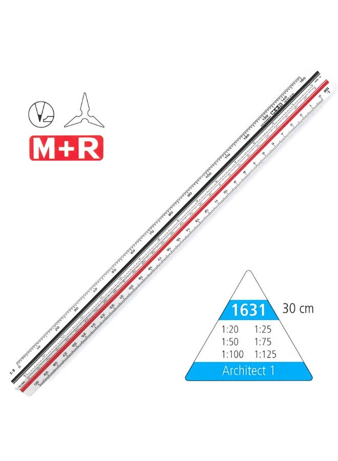 M+R 30cm Ruler Professional Triangular Scale Ruler - Image 1